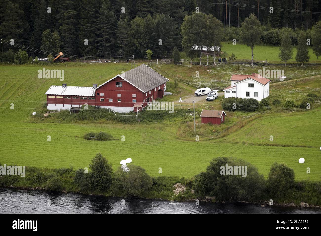 La ferme louée par Anders Behring Breivik vue de l'air Banque D'Images