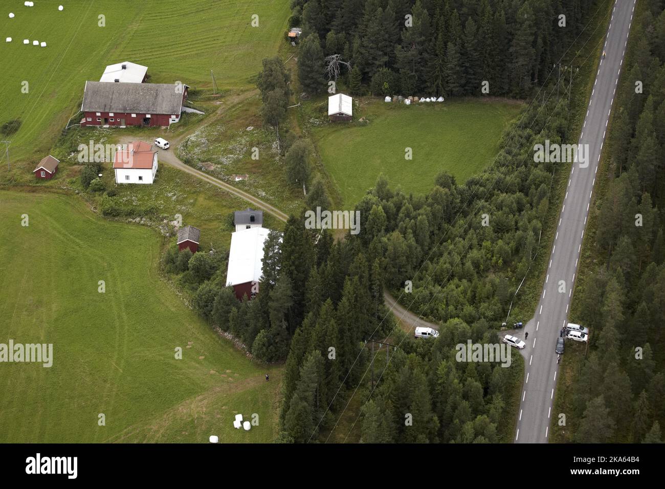 La ferme louée par Anders Behring Breivik vue de l'air Banque D'Images