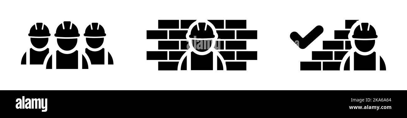 Bon travail des ouvriers de la construction icône en noir Illustration de Vecteur