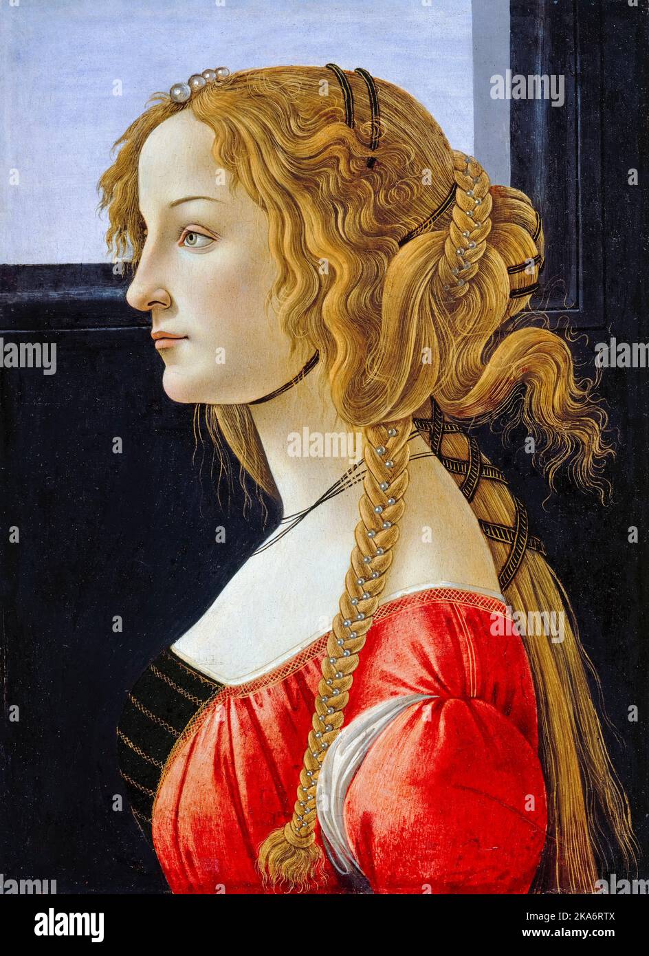 Sandro Botticelli, Portrait d'une jeune femme, peinture à l'huile sur bois, 1475-1480 Banque D'Images