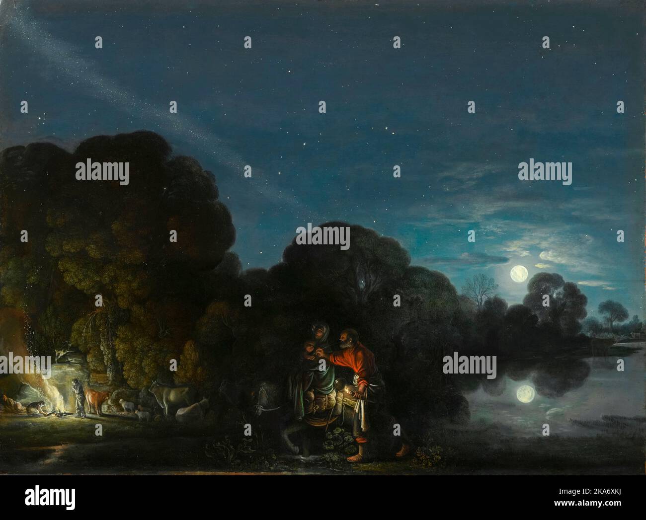 Adam Elsheimer, The Flight into Egypt, peinture à l'huile sur toile, 1609 Banque D'Images