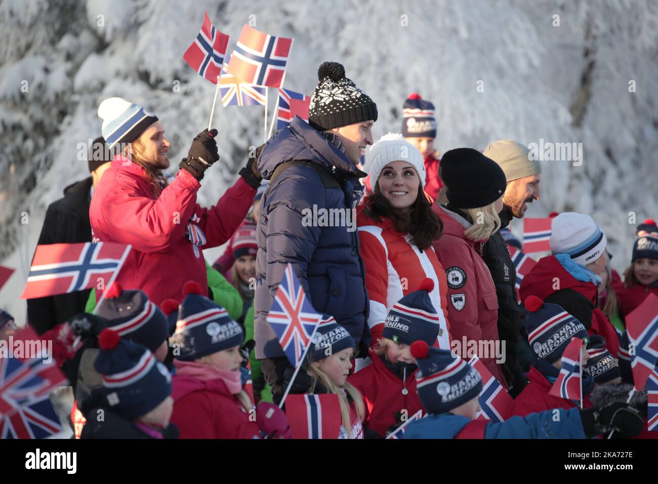 Oslo, Norvège 20180202. Le Prince William de Grande-Bretagne et la Duchesse Kate se rend en Norvège. Ici ils sont à Oevresetertjern à Tryvann. Photo: Lise Aaserud / NTB scanpi Banque D'Images