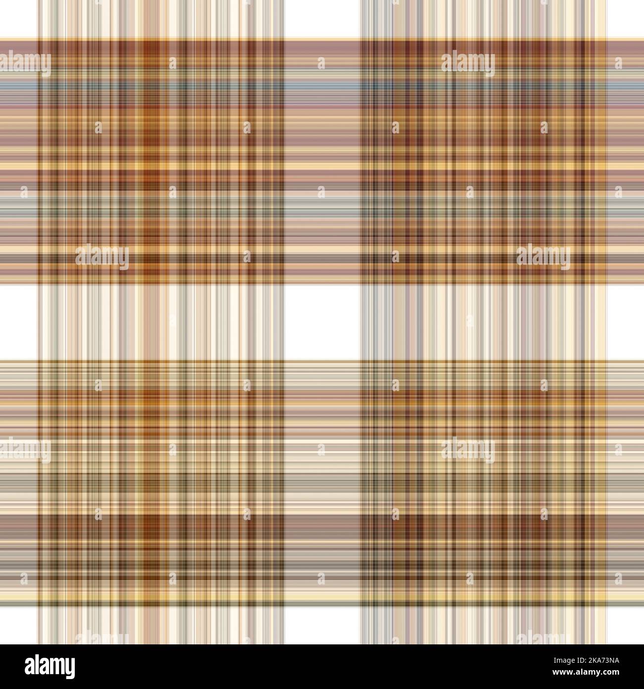 Tissu écossais blanc forêt à motif sans couture. Motif écossais de forêt automnale ton sur ton avec texture organique. Arrière-plan de bande orange pour papier peint rugueux. Banque D'Images