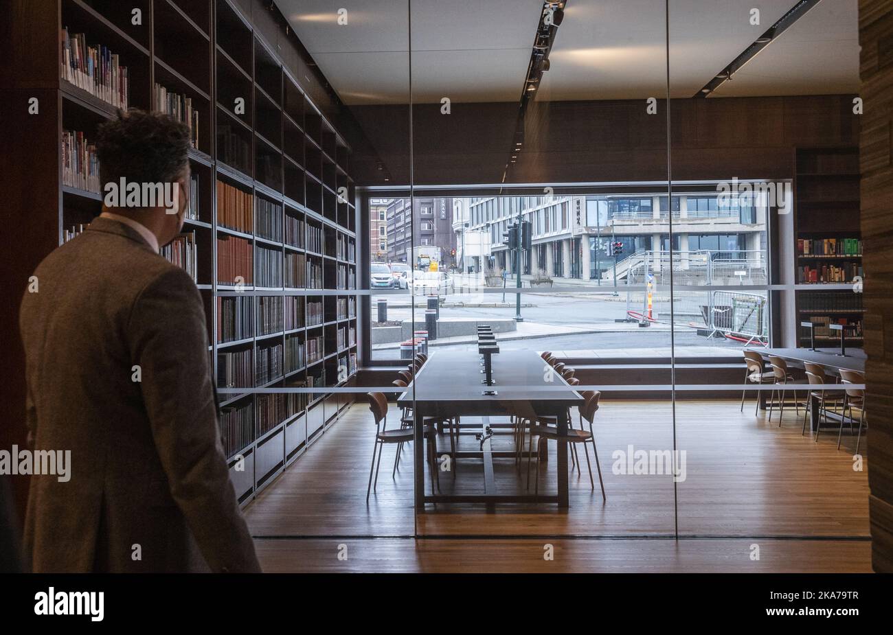 OSLO, NORVÈGE 20210412. Intérieur du nouveau Musée national. Plus grand musée d'art de Scandinavias, ouverture en 2022. La bibliothèque. Photo: Berit Roald / NTB Banque D'Images