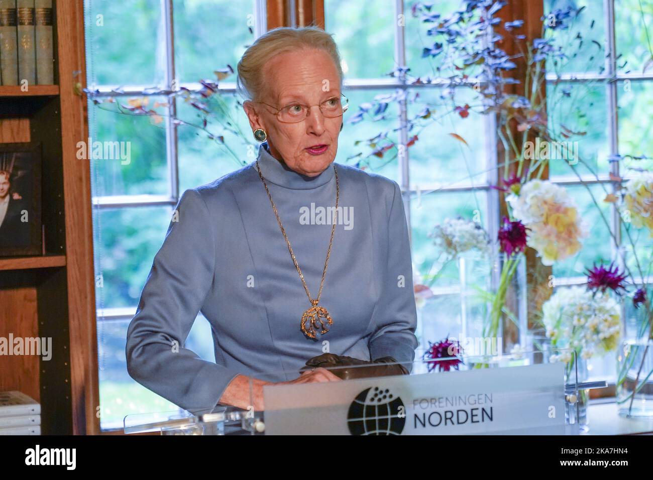 Oslo 20220926. La reine Margrethe du Danemark reçoit le prix de la langue de l'Association nordique. La reine Sonja présente le prix. Photo: Terje Bendiksby / NTB Banque D'Images