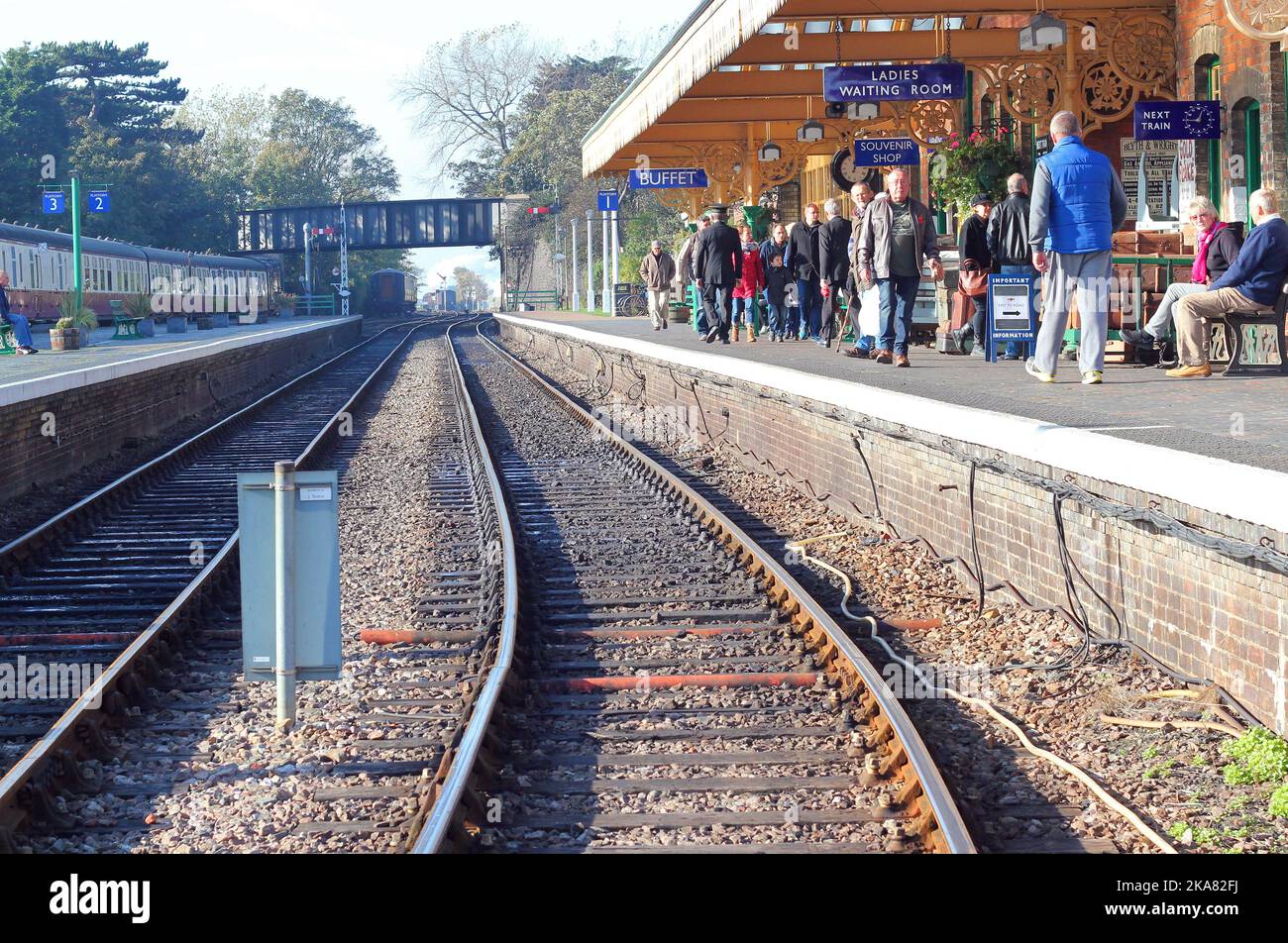 Lignes de chemin de fer à la gare de Sheringham. Norfolk, Royaume-Uni. Banque D'Images