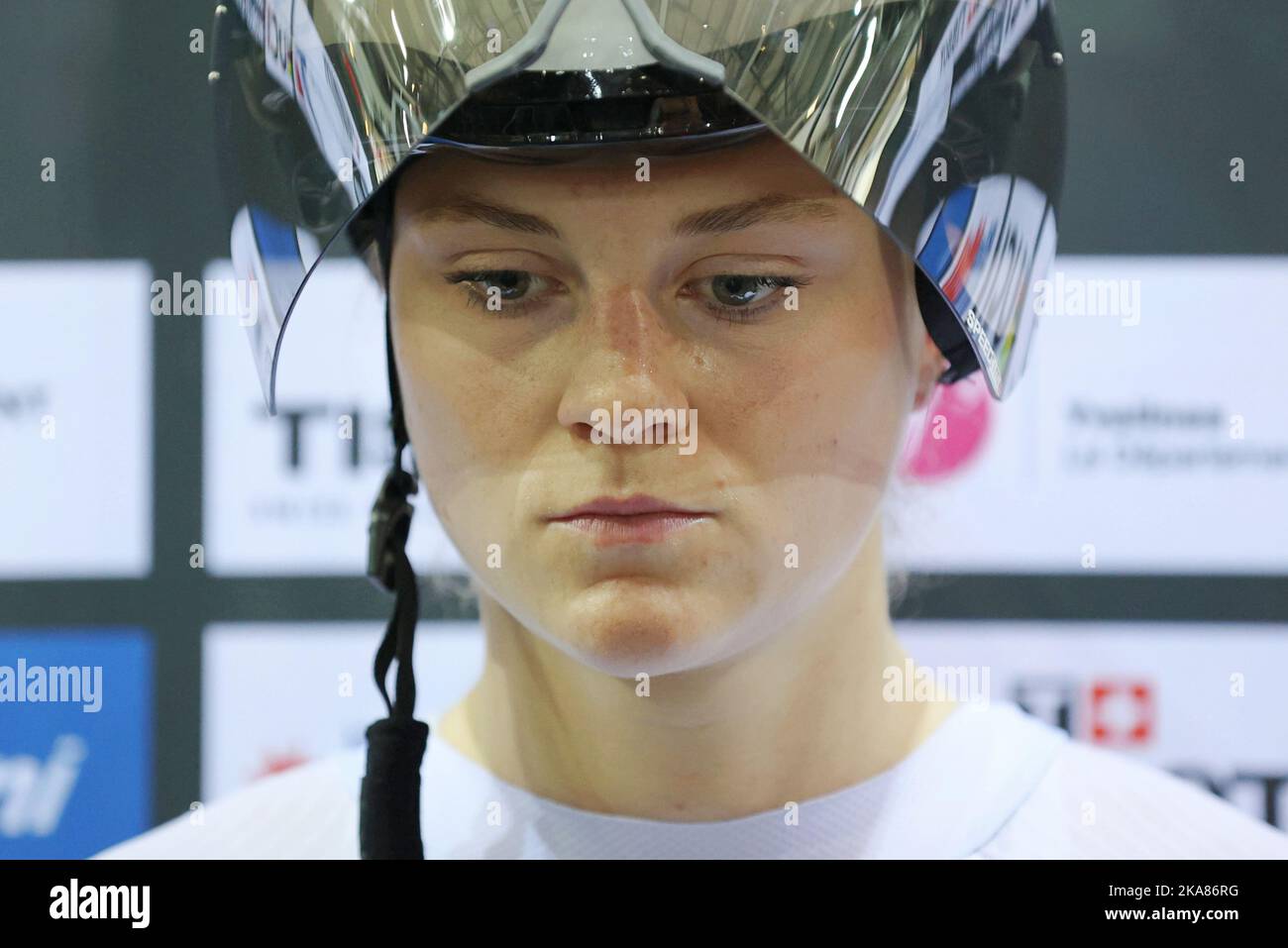 Lea Sophie Friedrich, d'Allemagne, aux Championnats du monde de cyclisme sur piste UCI 2022 à Saint-Quentin-en-Yvelines (France). Banque D'Images