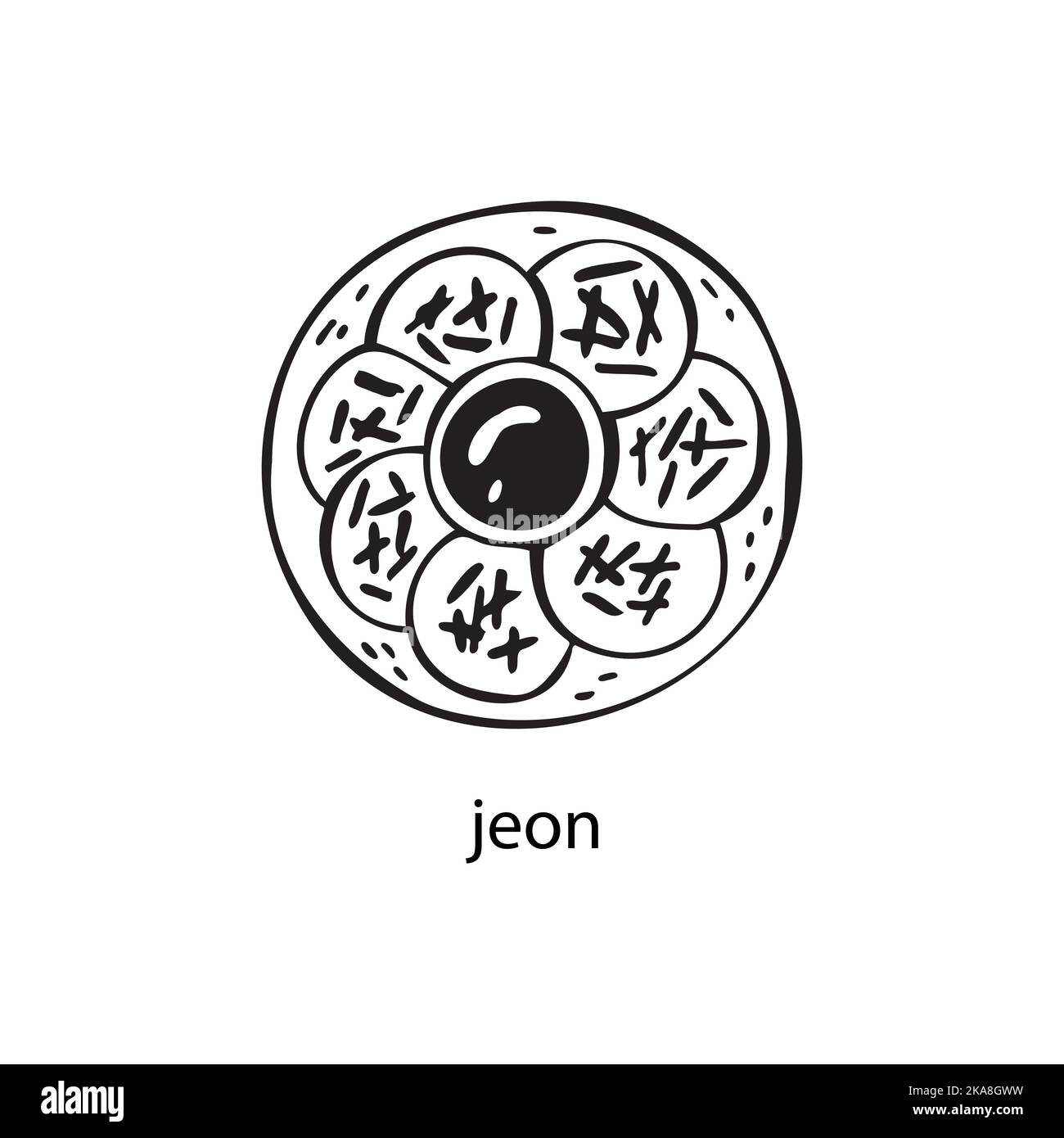 Illustration vectorielle d'un plat sud-coréen - jeon. Plats pour Noël et le nouvel an. Illustration de Vecteur