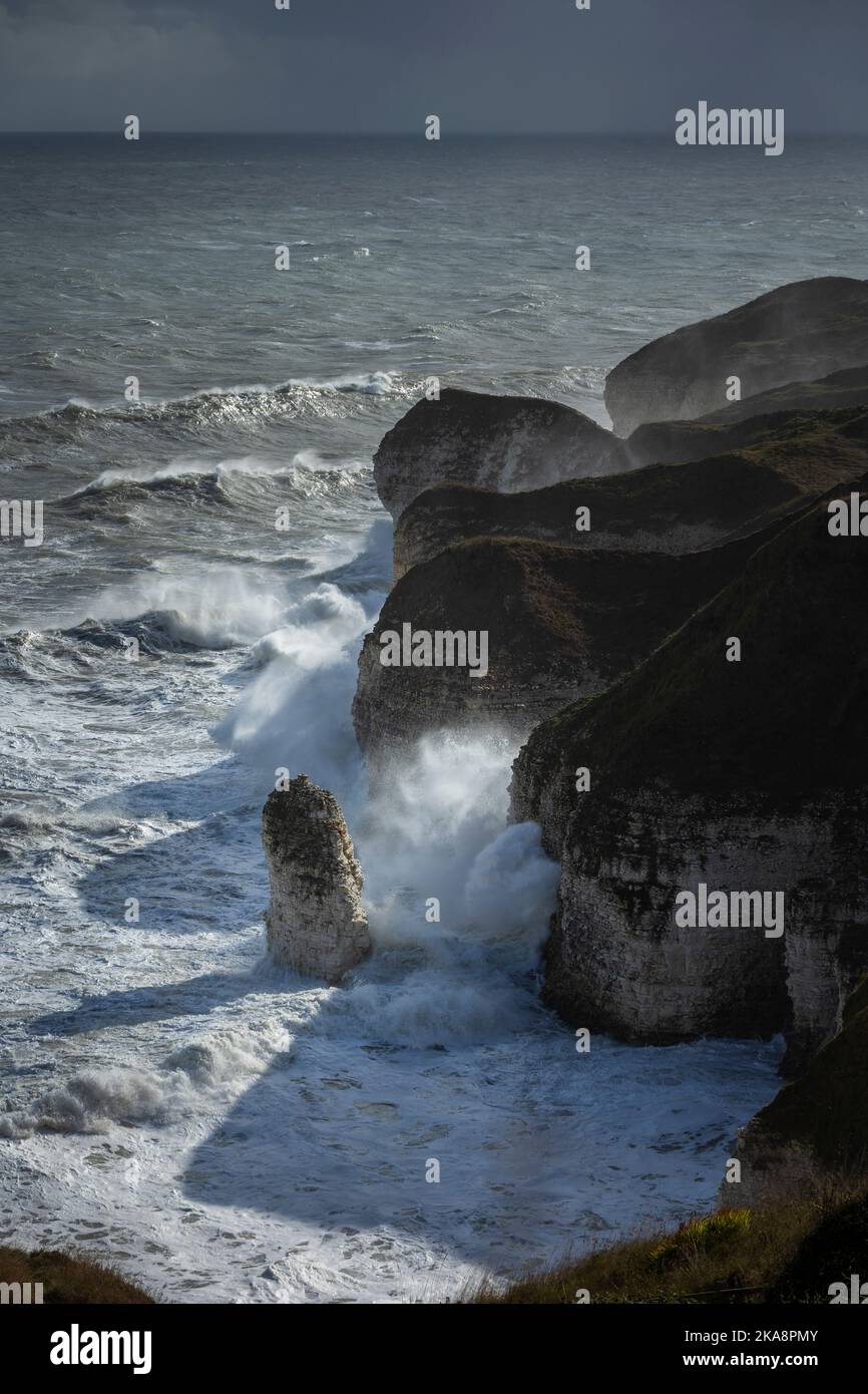 Les mers de tempête à Flamborough Head North Yorkshire Angleterre Banque D'Images