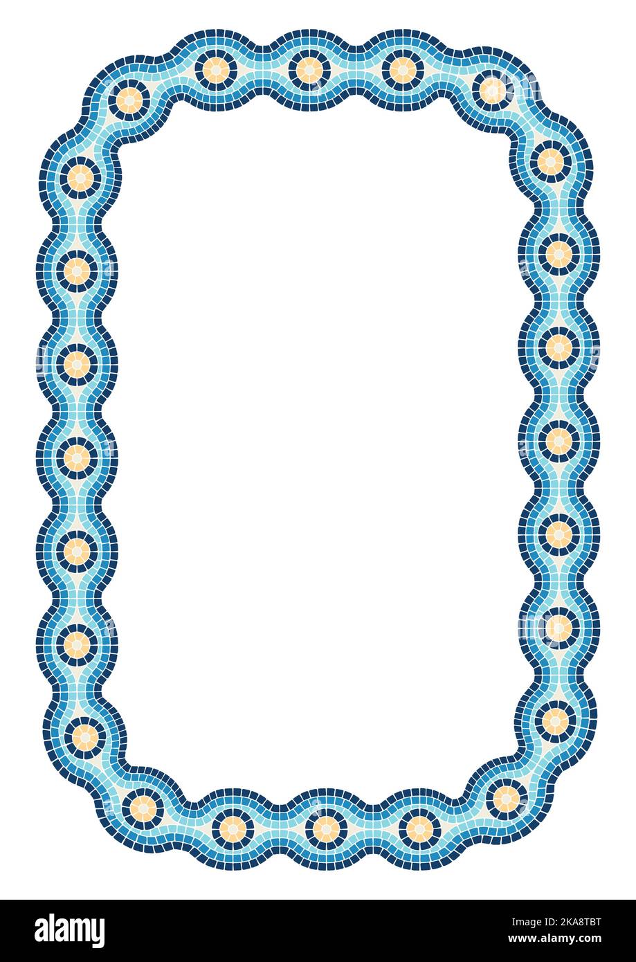 Cadre en mosaïque antique. Décoration décorative en pierre antique. Illustration de Vecteur