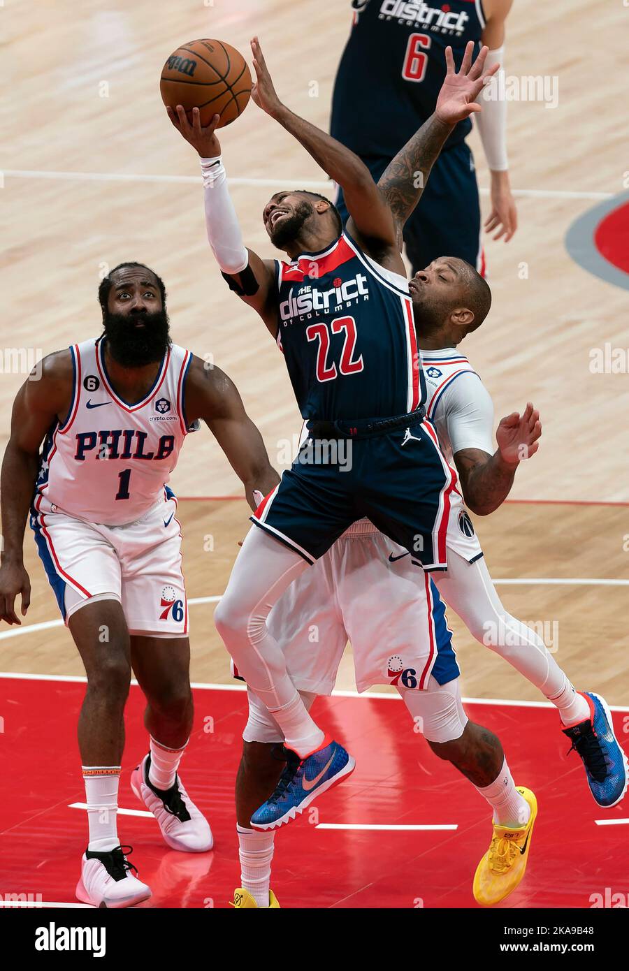 NBA basketball les Washington Wizards jouant contre le philadelphia 76ers. Banque D'Images