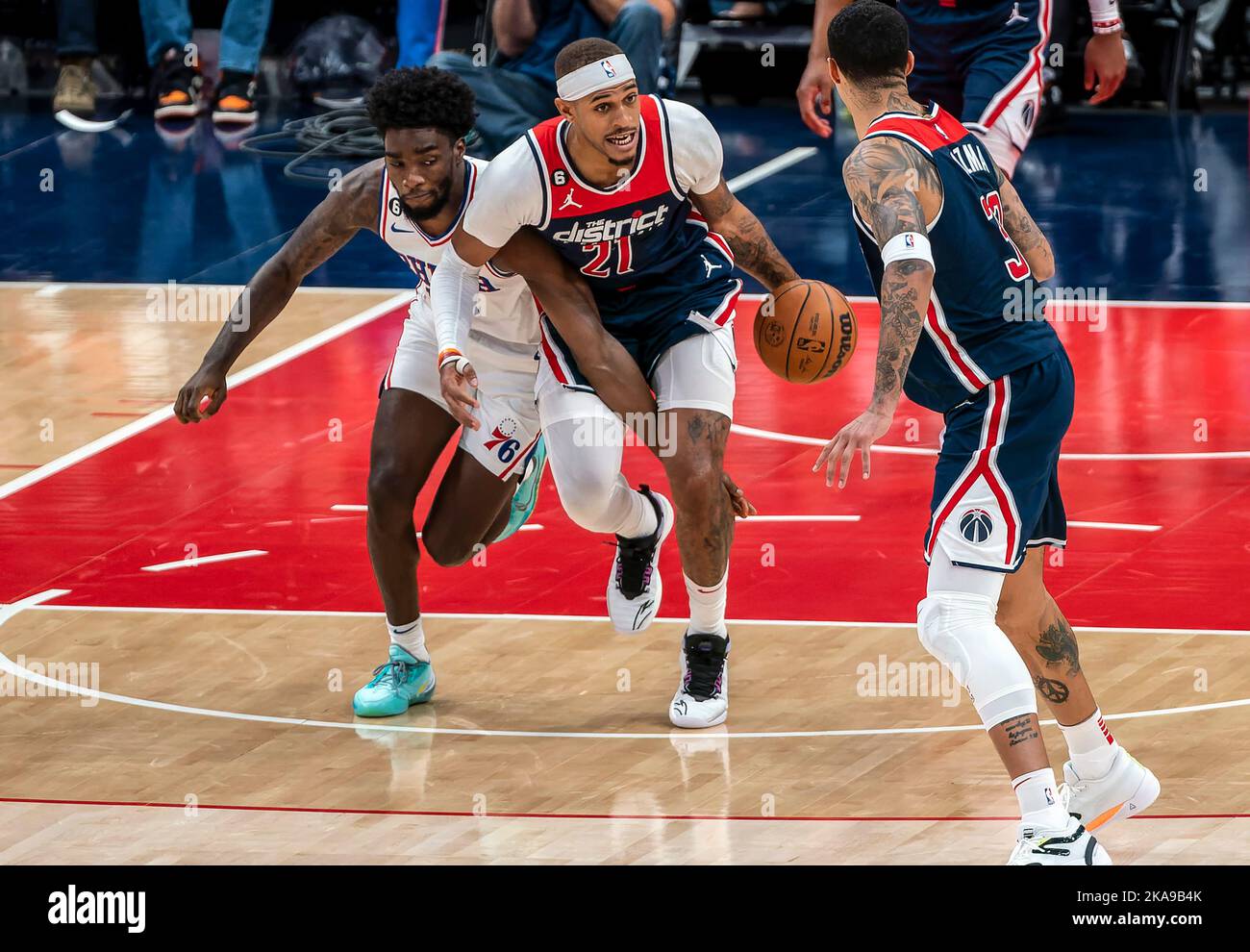 NBA basketball les Washington Wizards jouant contre le philadelphia 76ers. Banque D'Images