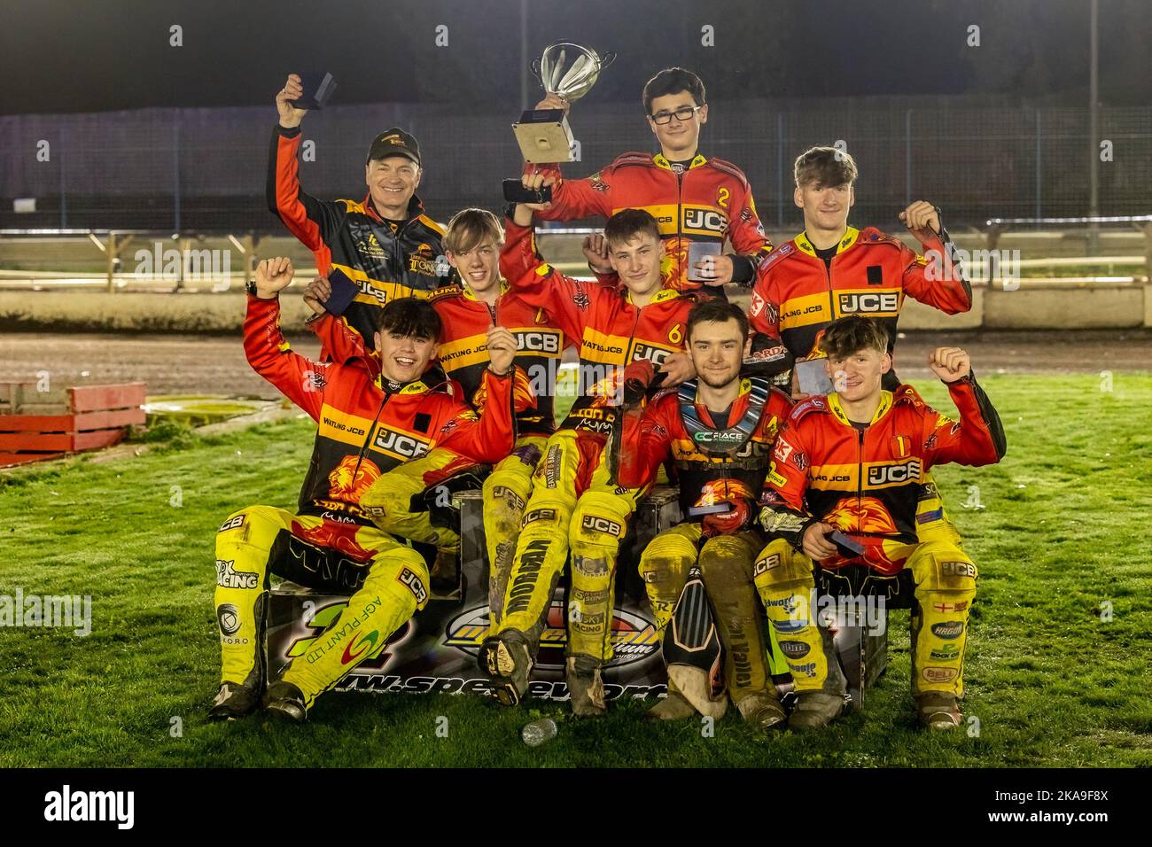 Leicester Lion Cubs speedway team - les vainqueurs de la coupe Knock-out 2022 de la Ligue nationale de développement, battant Mildenhall Fen Tigers en finale Banque D'Images