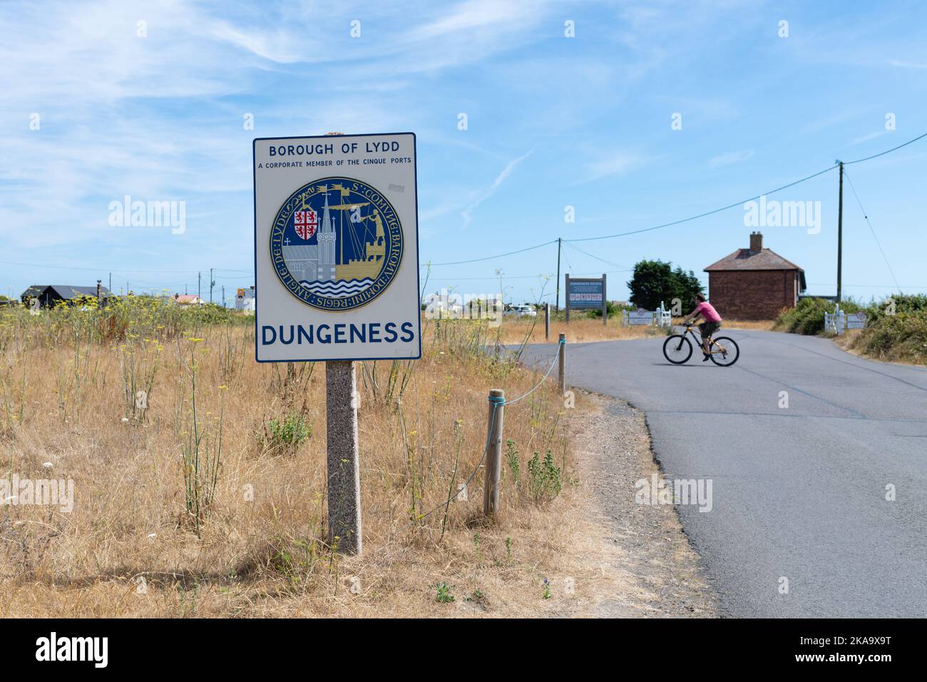 Panneau Dungeness, Borough of Lydd, Kent, Angleterre, Royaume-Uni Banque D'Images