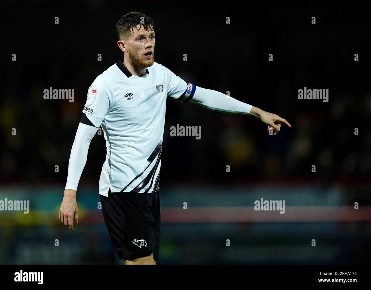 Mouvements Max Bird du comté de Derby lors du match de la Sky Bet League One au stade Mazuma, à Morecambe. Date de la photo: Mardi 1 novembre 2022. Banque D'Images