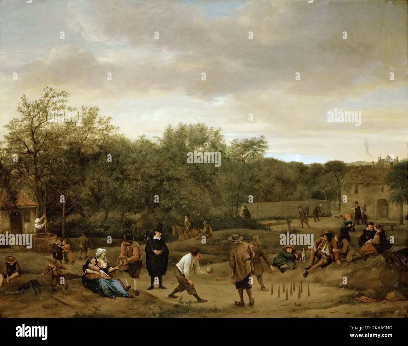 Le jeu de bowling, 1655, peinture par Jan Steen Banque D'Images