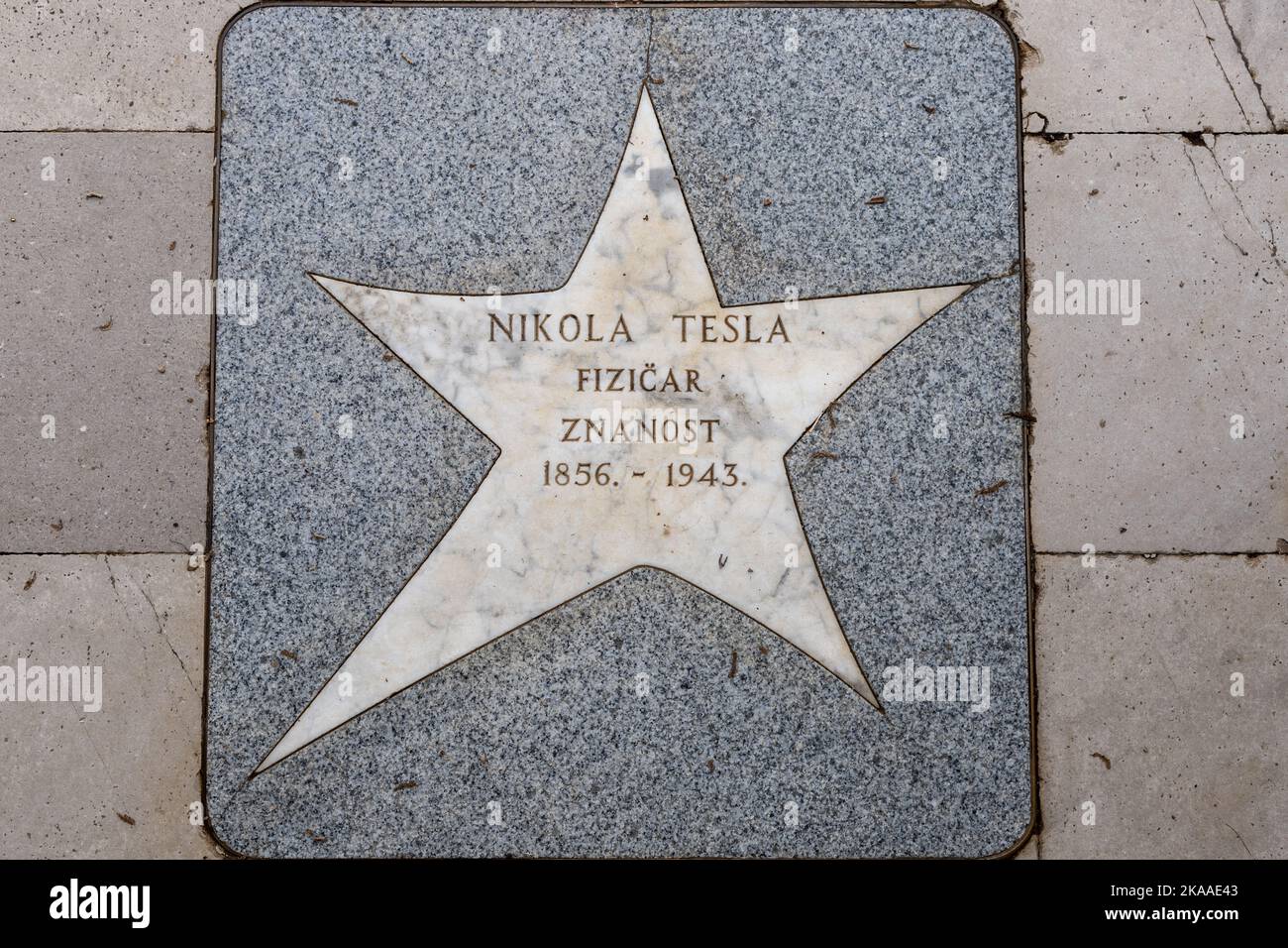 Nikola Tesla, inventeur, ingénieur en électricité, Croate Walk of Fame, Lungomare, Franz Joseph Promenade, Opatija, Croatie Banque D'Images