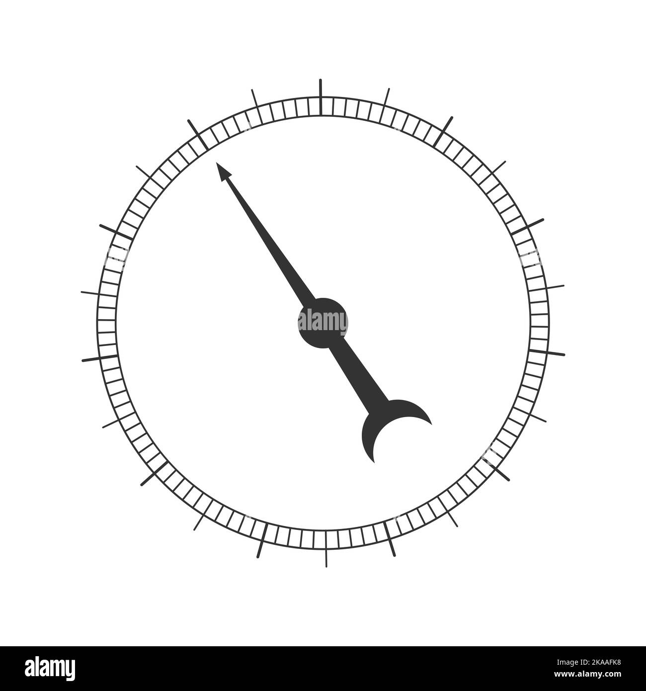 Échelle graphique ronde de navigation ou outil de mesure de niveau avec flèche. modèle à 360 degrés de baromètre, compas, manomètre, appareil de mesure de pression isolé sur fond blanc. Illustration vectorielle Illustration de Vecteur