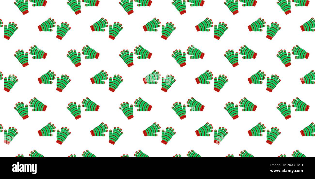 Motif sans couture avec paires de gants tricotés à rayures. Arrière-plan d'hiver confortable. Motif Noël ou nouvel an pour le scrapbooking ou l'emballage du papier, de la npinine, de la nappe. Illustration vectorielle plate Illustration de Vecteur