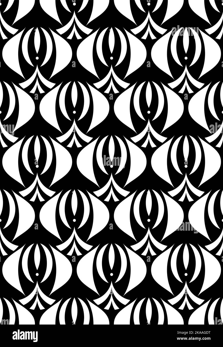 Motif fleuri vectoriel Art nouveau sans couture. Texture géométrique décorative des feuilles. Concept de fleurs. Arrière-plan rétro et élégant Illustration de Vecteur