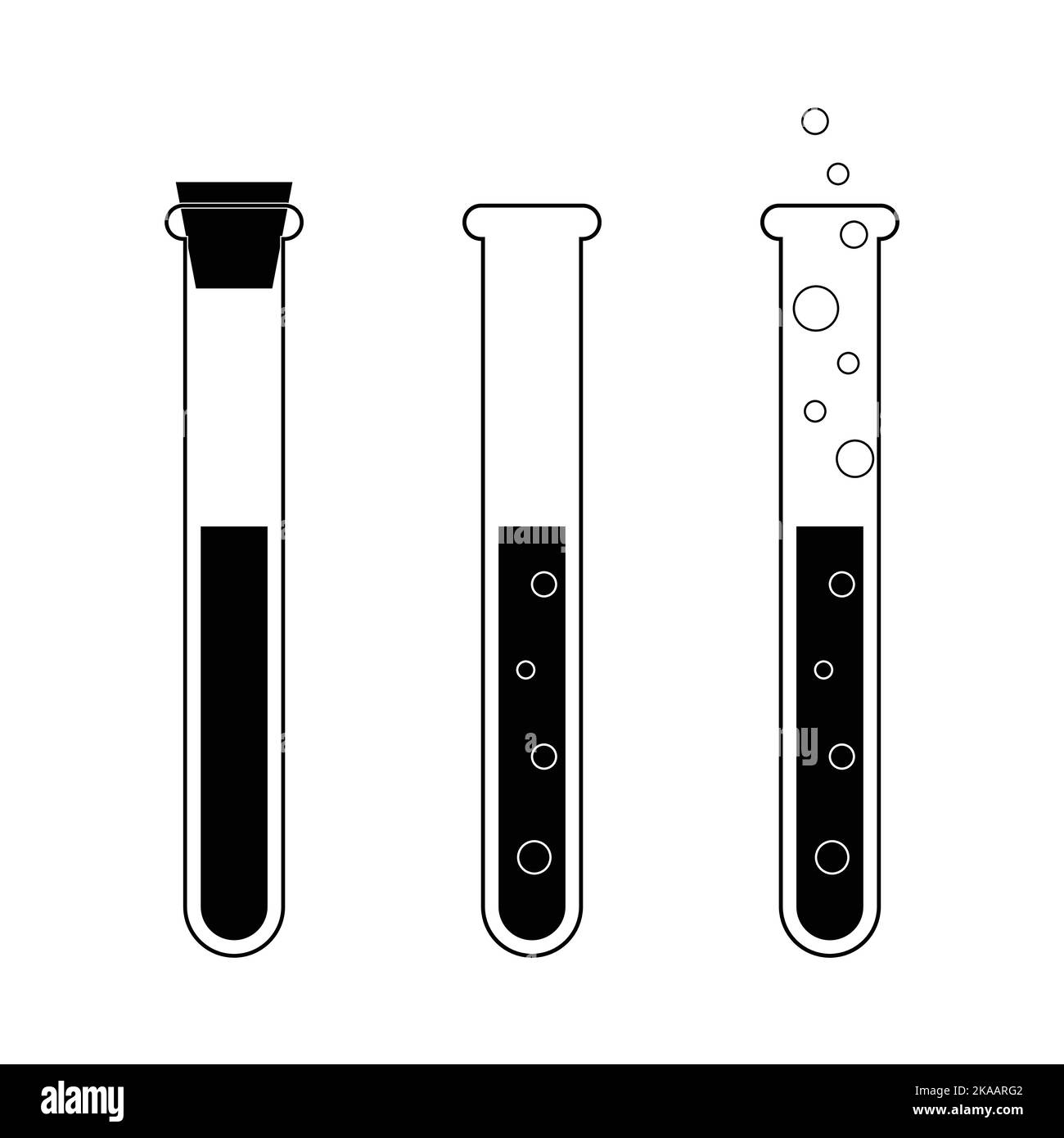 Ensemble de tubes à essai noir blanc design plat icône Illustration de Vecteur