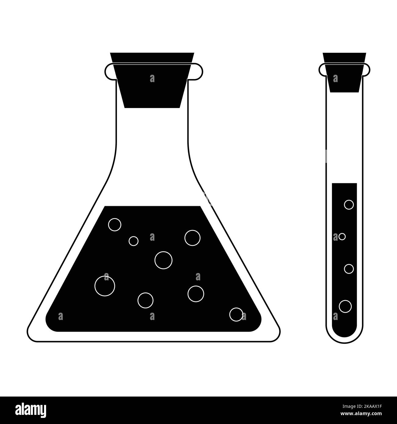 Tube à essai en verre de laboratoire noir blanc plat icône - illustration vectorielle Illustration de Vecteur