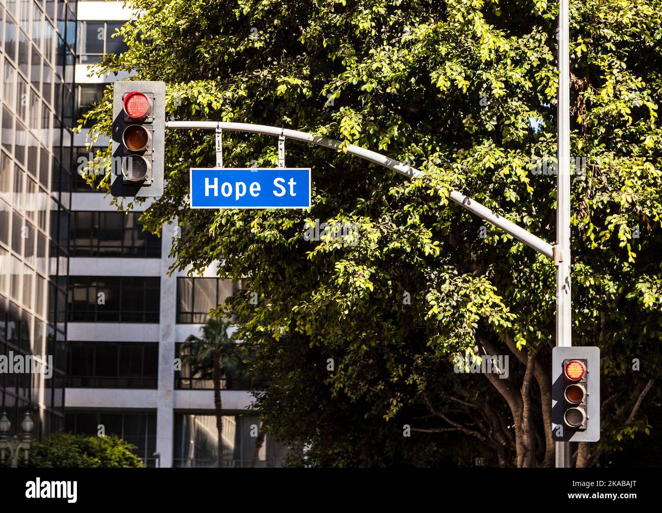 Panneau de rue Hope Street centre-ville de Los Angeles Banque D'Images