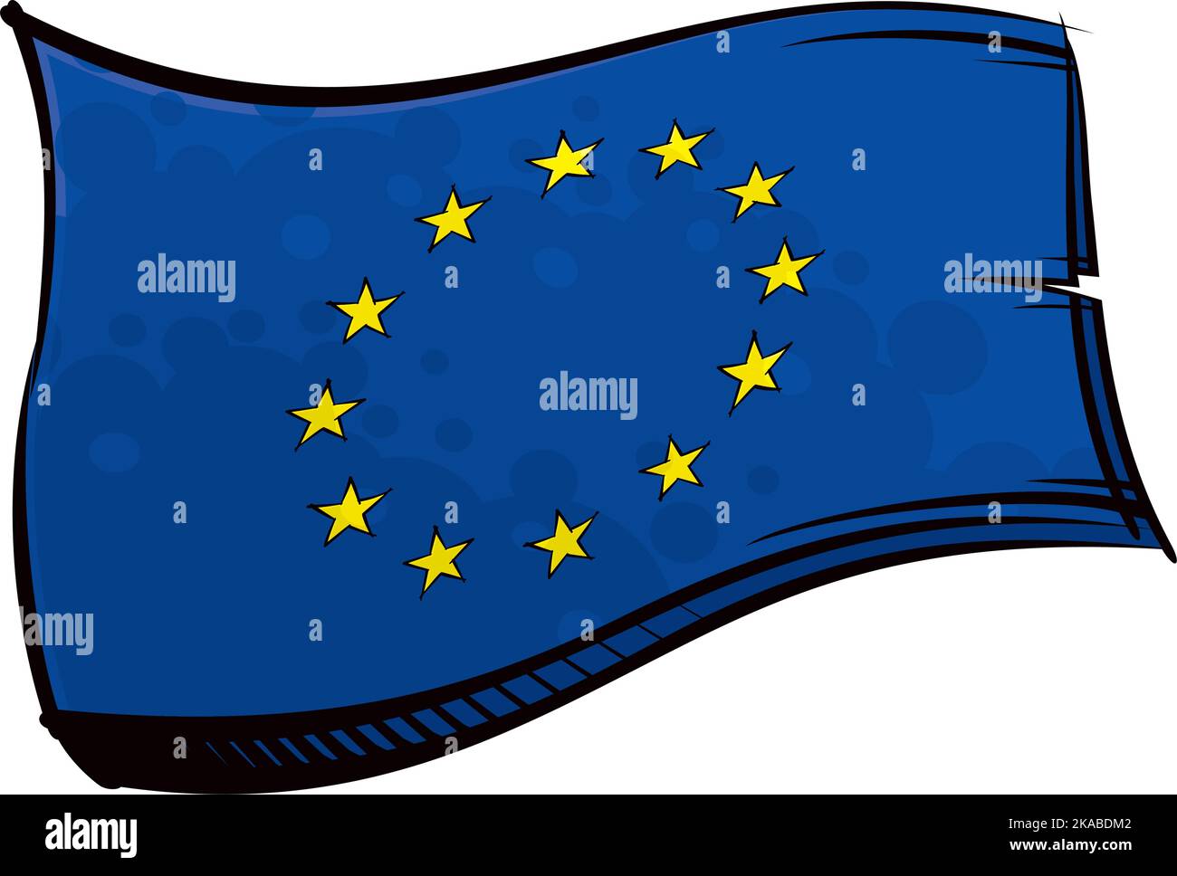Drapeau UE peint officiellement en agitant dans le vent Illustration de Vecteur