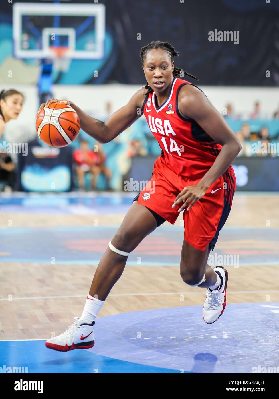 Espagne, Ténérife, 23 septembre 2018: Tina Charles, joueuse de basket-ball féminine, en action lors de la coupe du monde de basket-ball féminin de la FIBA Banque D'Images