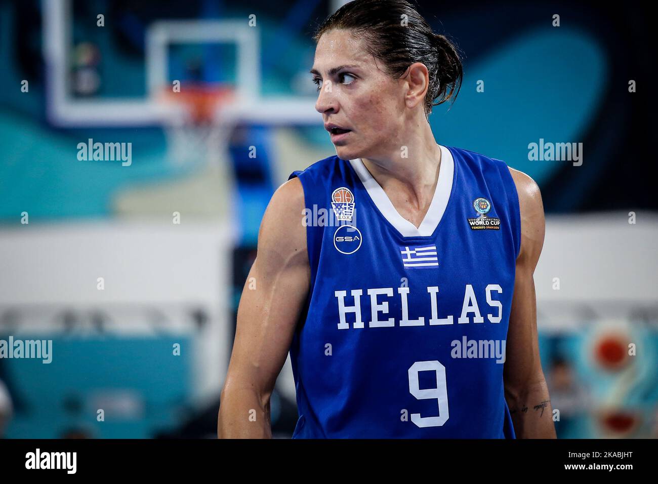 Espagne, Ténérife, 25 septembre 2018: Evanthia Maltsi, joueur de basket-ball féminin grec, lors de la coupe du monde de basket-ball féminin de la FIBA Banque D'Images