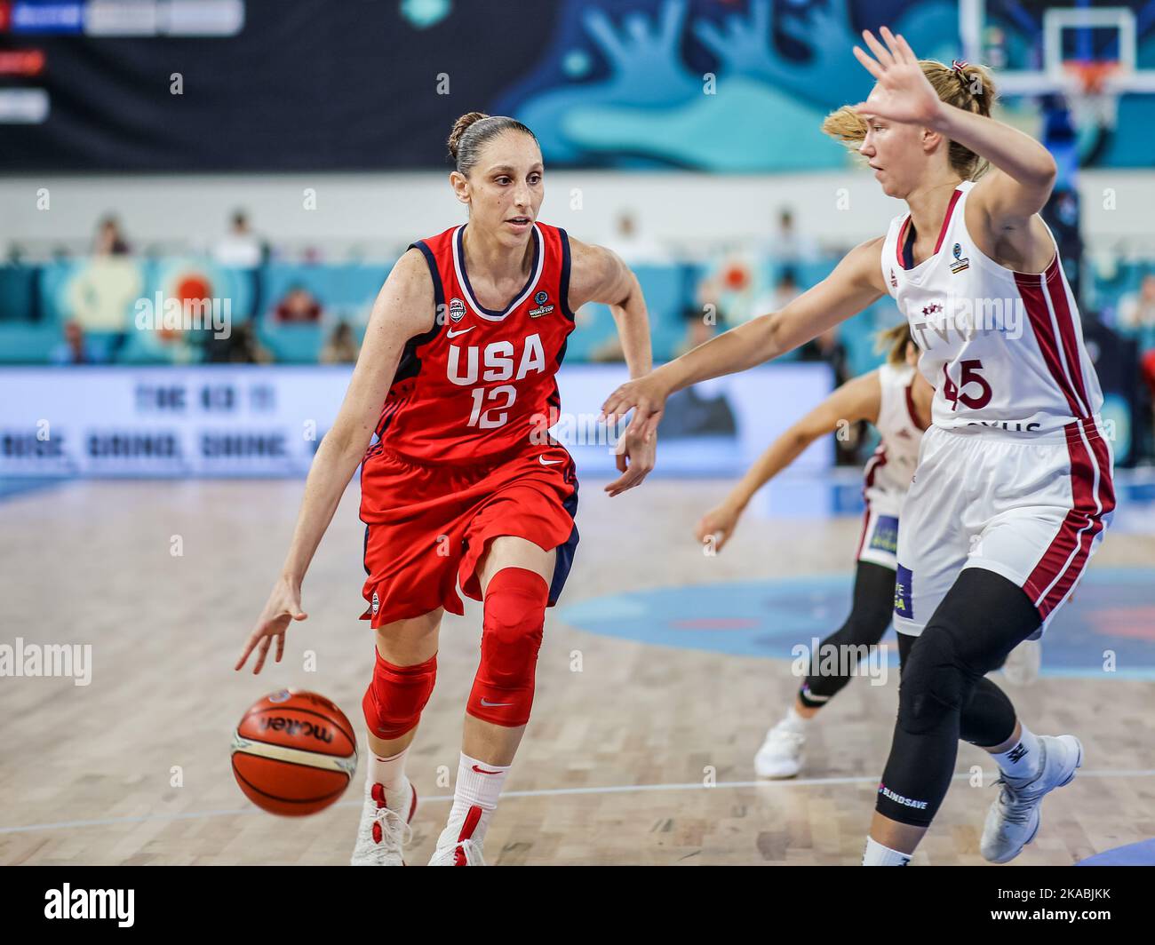 Espagne, Ténérife, 25 septembre 2018: La joueuse américaine de basket-ball Diana Taurasi en action pendant la coupe du monde de basket-ball féminin de la FIBA Banque D'Images
