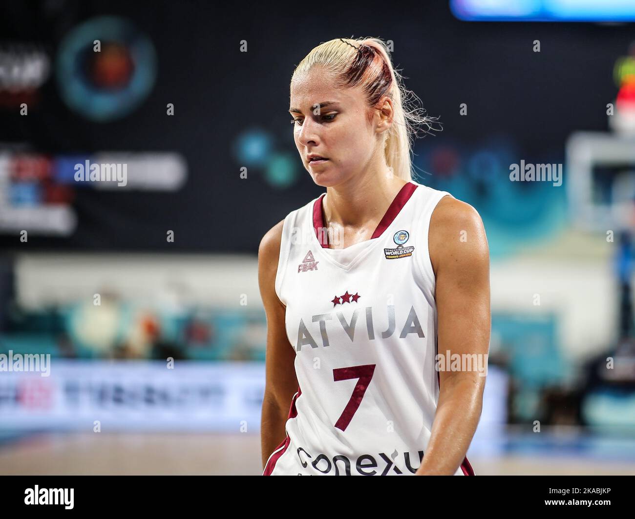 Espagne, Ténérife, 25 septembre 2018: Elina Babkina, joueuse de basket-ball féminine lettone, lors de la coupe du monde de basket-ball féminine de la FIBA Banque D'Images