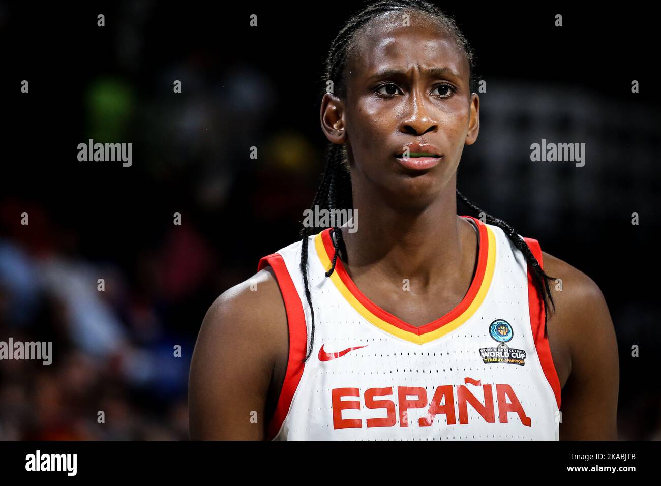 Espagne, Ténérife, 26 septembre 2018: Portrait de la joueuse de basket-ball féminine Astou Ndour lors de la coupe du monde de basket-ball féminine de la FIBA Banque D'Images
