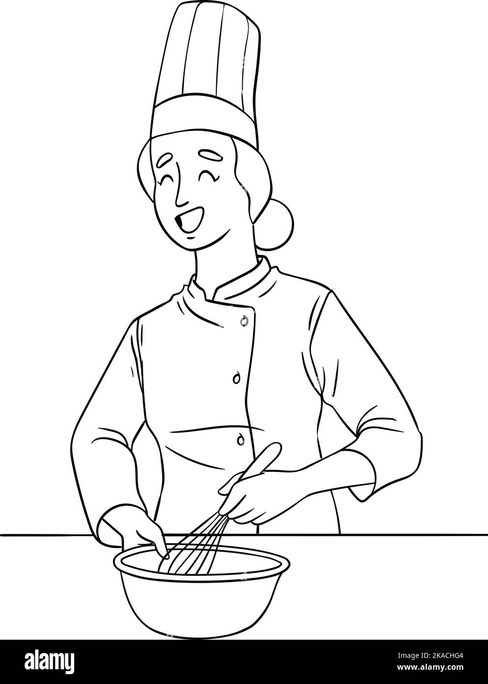 Page de coloriage isolée Chef pour enfants Illustration de Vecteur