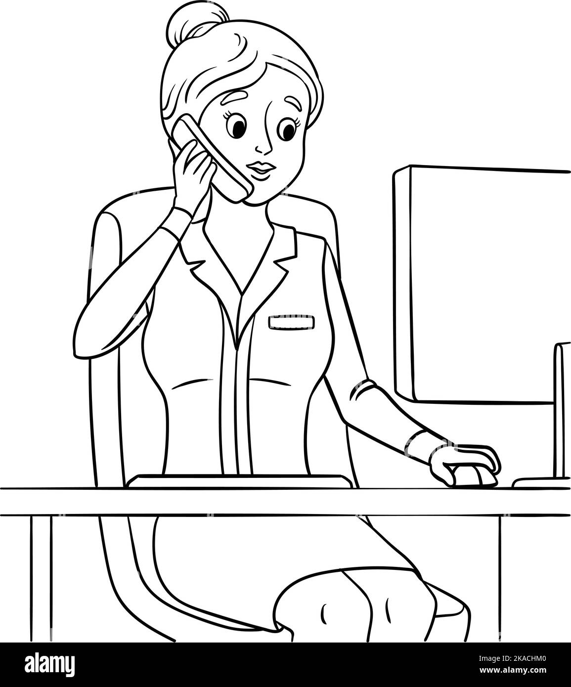 Secrétaire page de coloriage isolée pour les enfants Illustration de Vecteur