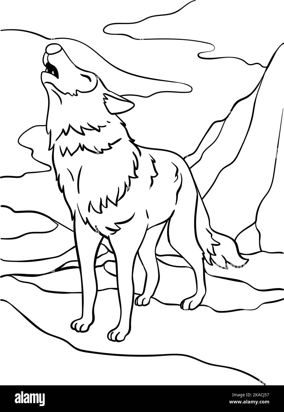 Page de coloriage animal loup pour enfants Illustration de Vecteur