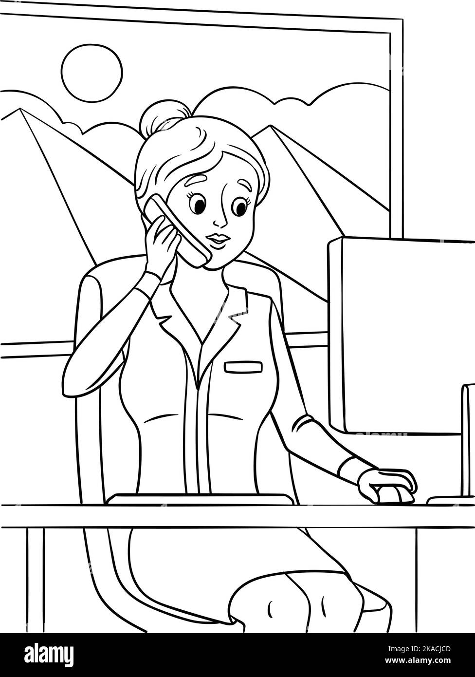 Secrétaire page de coloriage pour les enfants Illustration de Vecteur