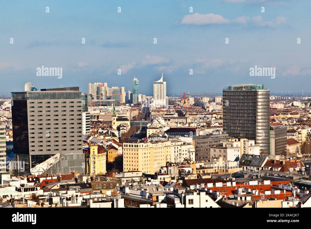 Vue sur Vienne dans la neige avec ciel clair Banque D'Images