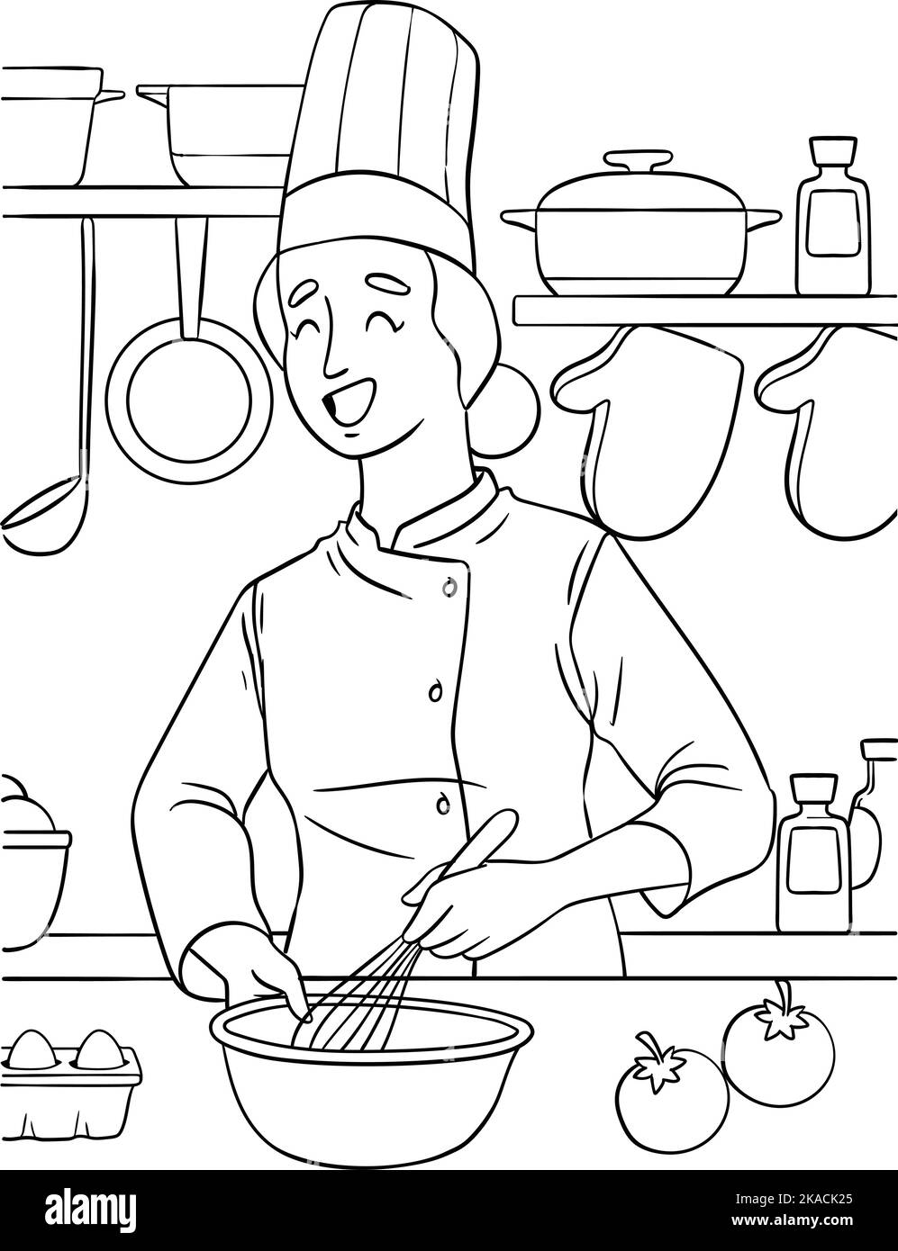 Page de coloriage Chef pour enfants Illustration de Vecteur