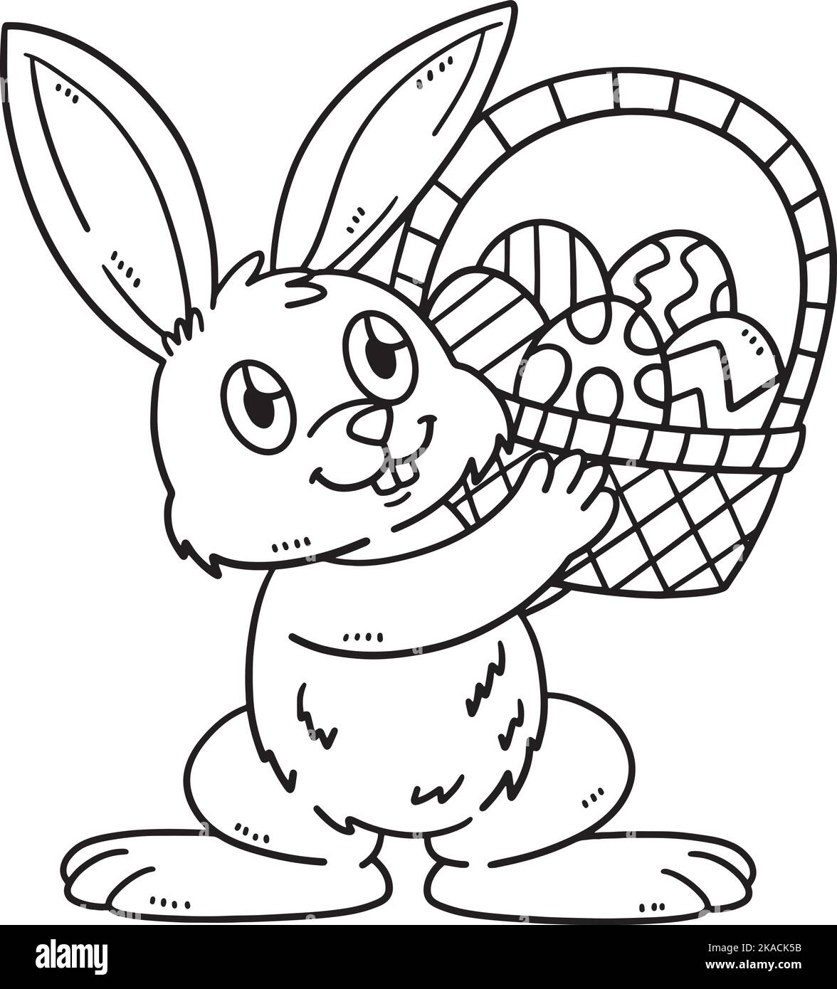 Lapin et panier d'œufs de Pâques coloration isolée Illustration de Vecteur