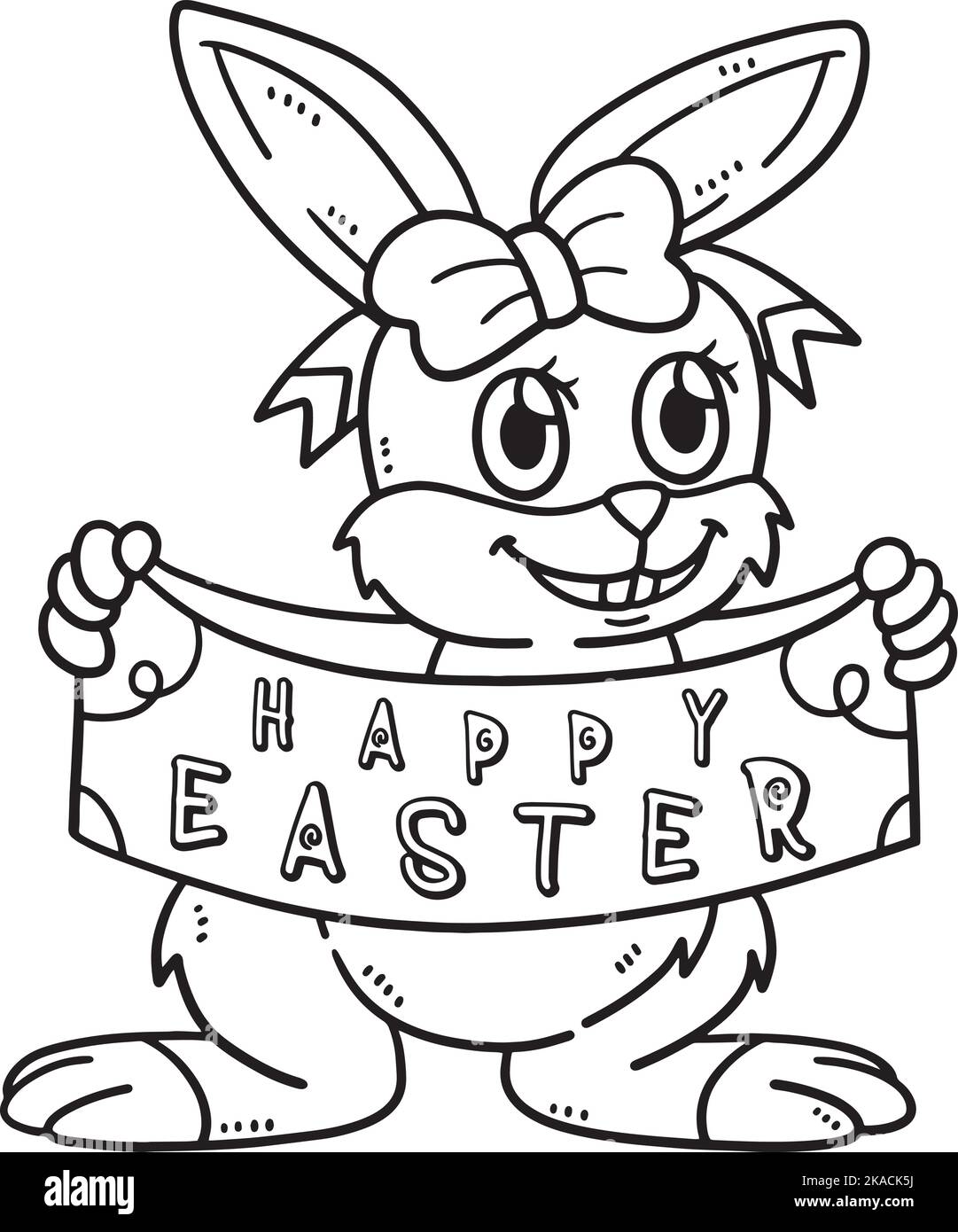 Page de coloriage isolée lapin de Pâques heureux Illustration de Vecteur