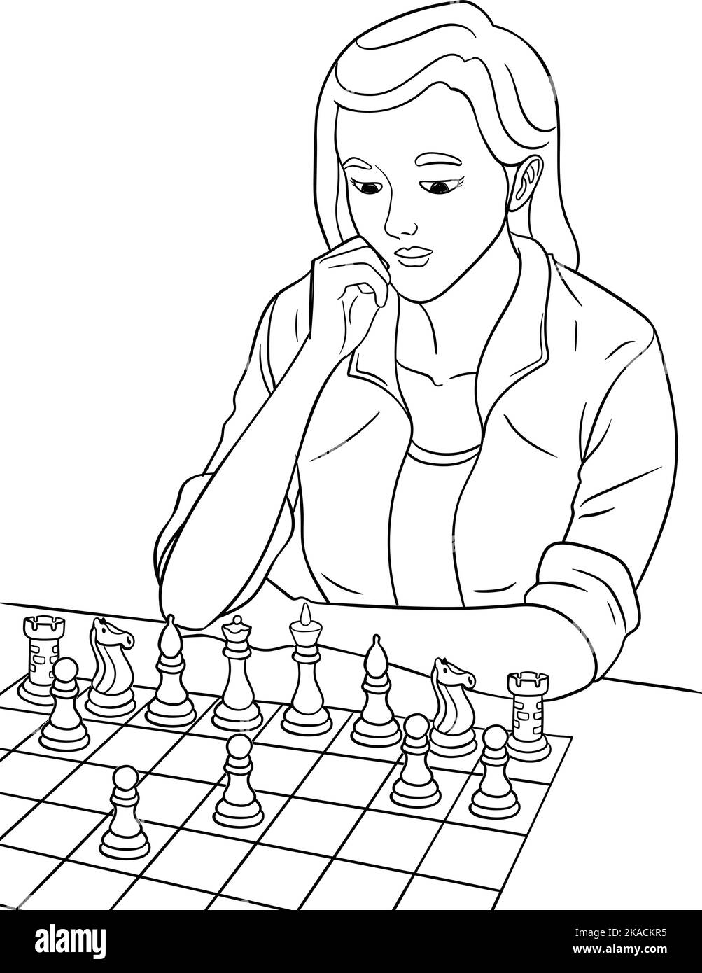 Jeu d'échecs page de coloriage isolée pour enfants Illustration de Vecteur
