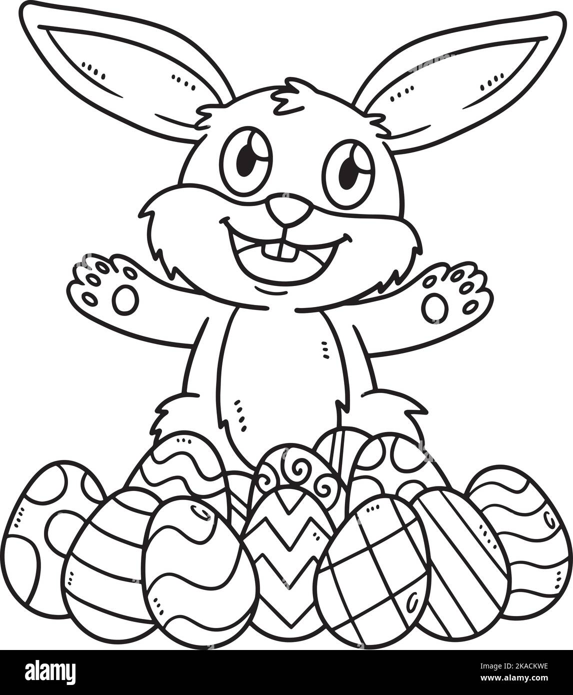 Lapin avec œuf de Pâques couleur isolée page Illustration de Vecteur