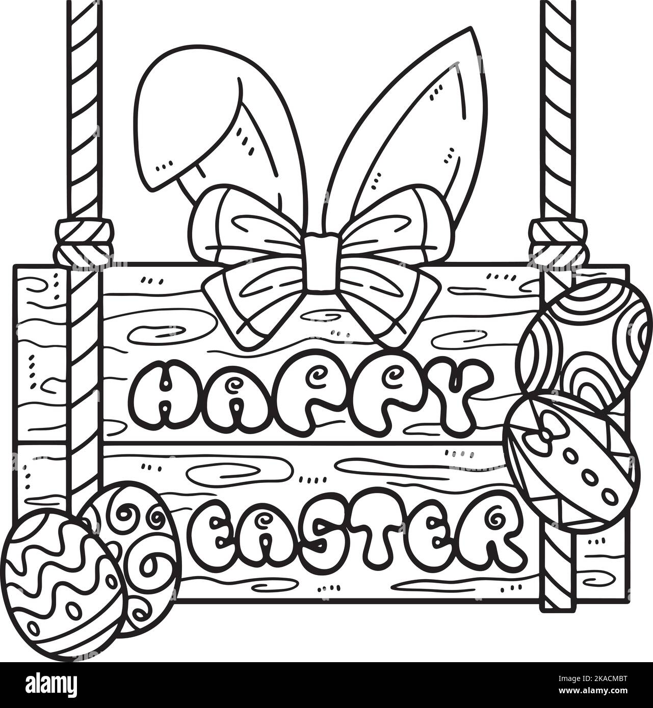 Happy Easter Isolated coloriage page pour enfants Illustration de Vecteur
