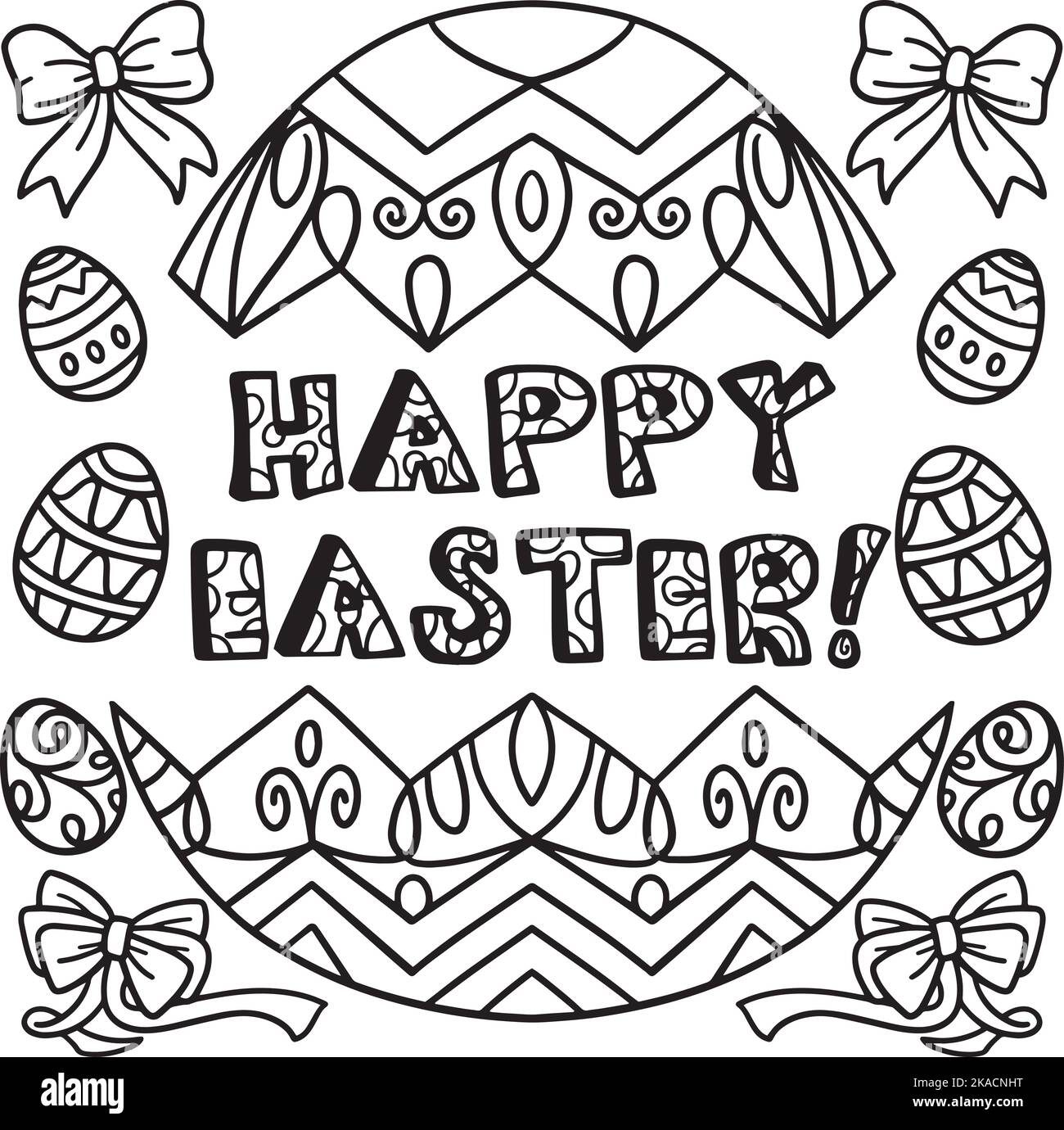 Page de coloriage joyeuses Pâques pour les enfants Illustration de Vecteur