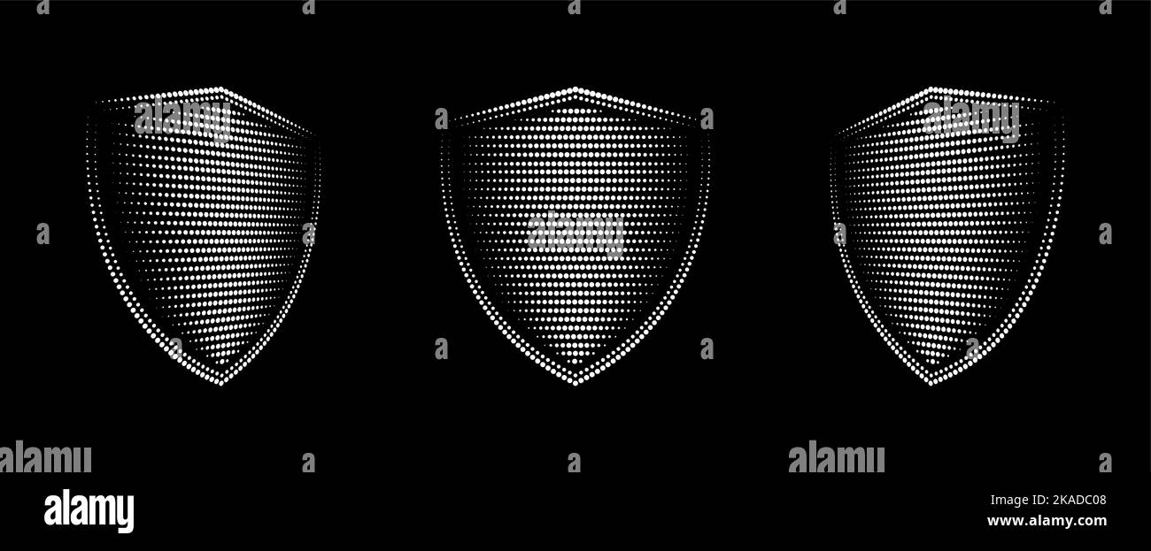 Ensemble de blindage demi-ton. Protection en points. Protéger la sécurité. Illustration vectorielle. Illustration de Vecteur
