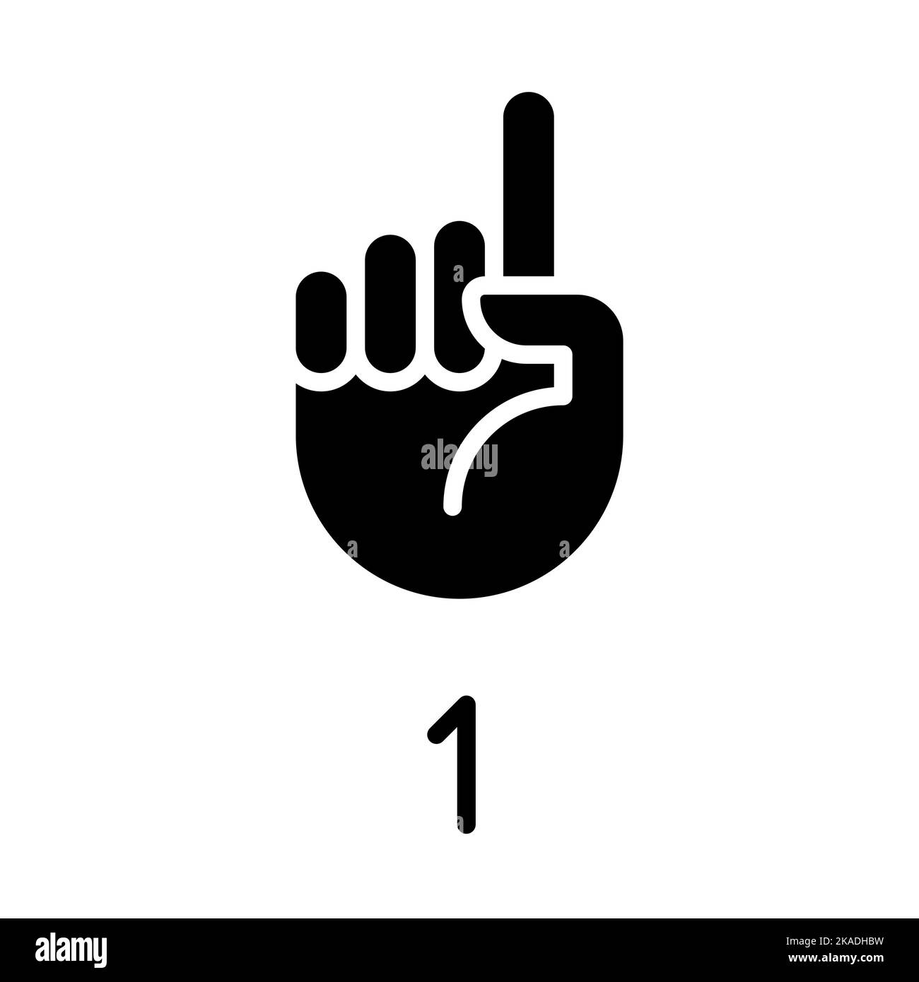 Chiffre un dans l'icône de glyphe noir ASL Illustration de Vecteur