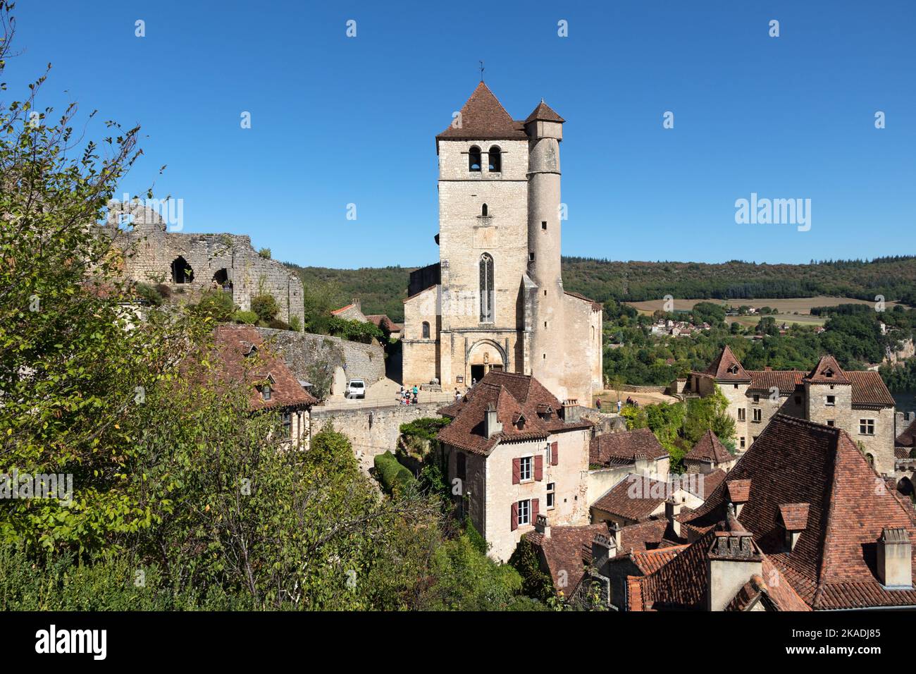 Le village médiéval de Saint-Cirq-Lapopie sur le Lot, département du Lot, France Banque D'Images