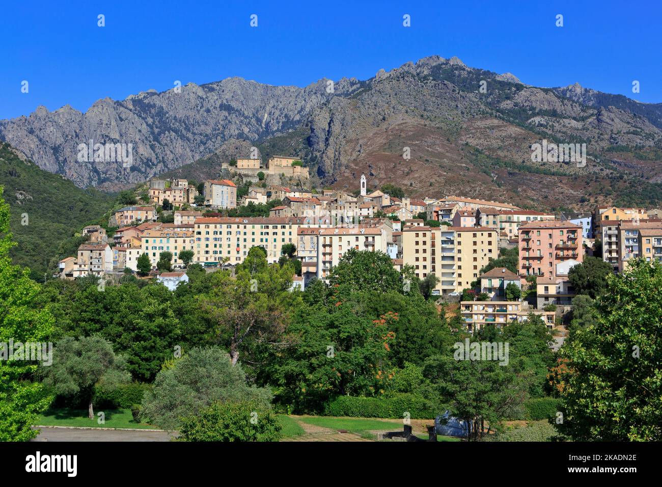 La citadelle de Corte (Nid d'aigle) datant du 18th siècle à Corte (haute-Corse), sur l'île de Corse, en France Banque D'Images