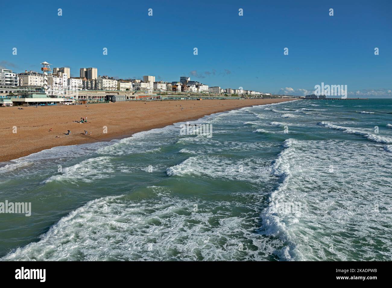 Front de mer, mer, plage, Brighton, East Sussex, Angleterre, Grande-Bretagne Banque D'Images